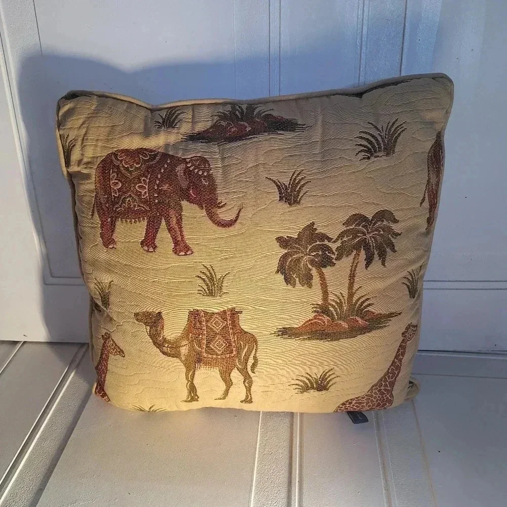 Ashford Court Brown Middle Eastern Camel/Elephant Theme Decorative Throw Pillow